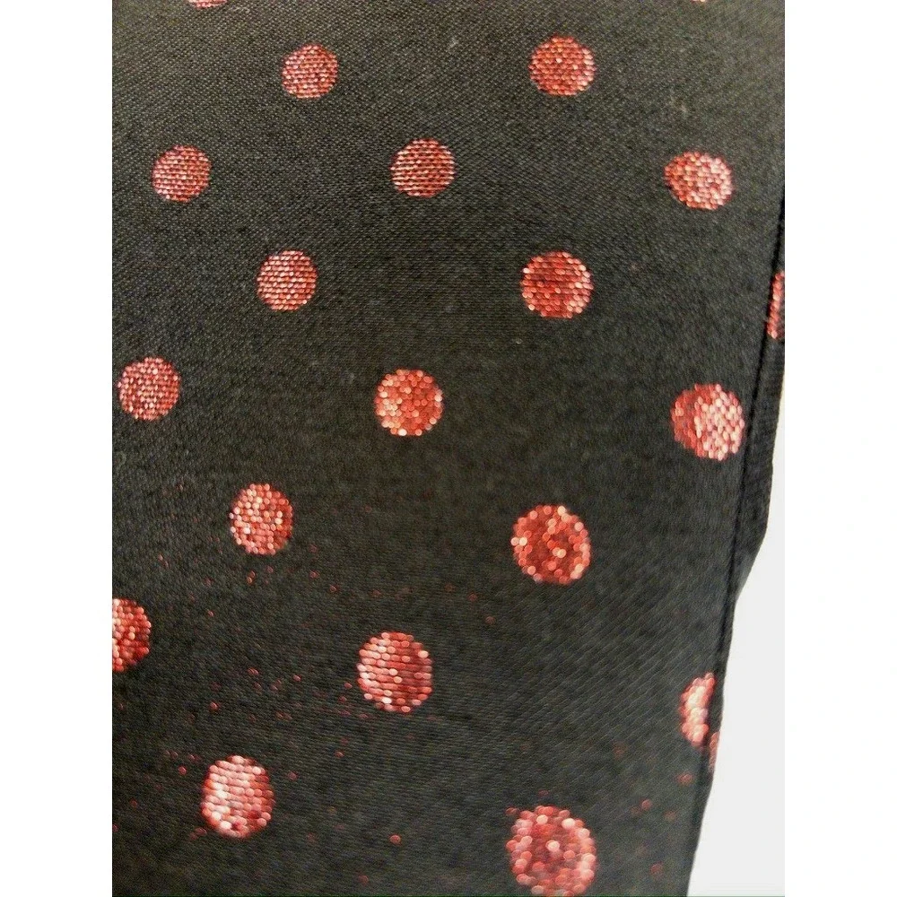 Talbots Pants Women's Size 12 Black Red Metallic Kick Crop Holiday Dot - Picture 8 of 12